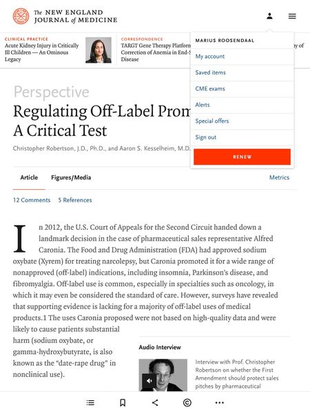 New England Journal of Medicine Website — AREA 17