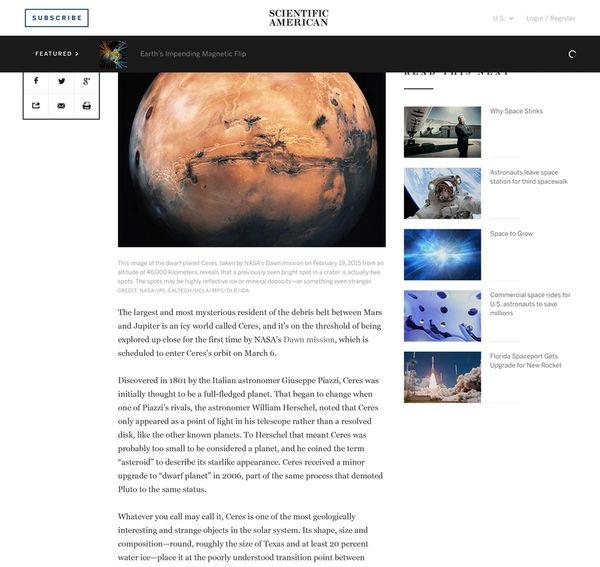 Scientific American website — AREA 17