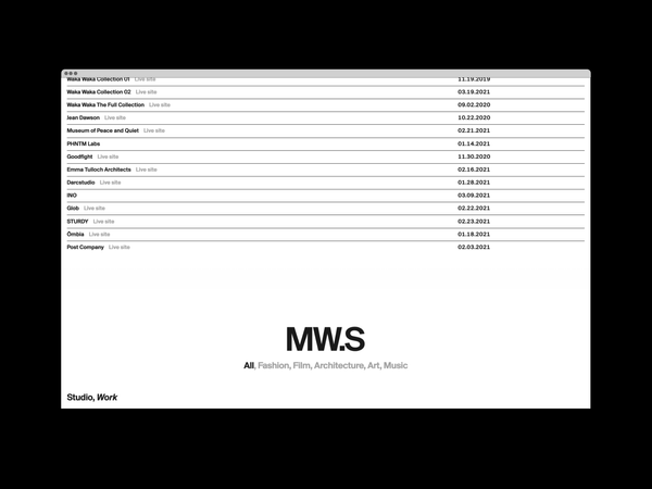 MW.S List by Ben Mingo on Dribbble