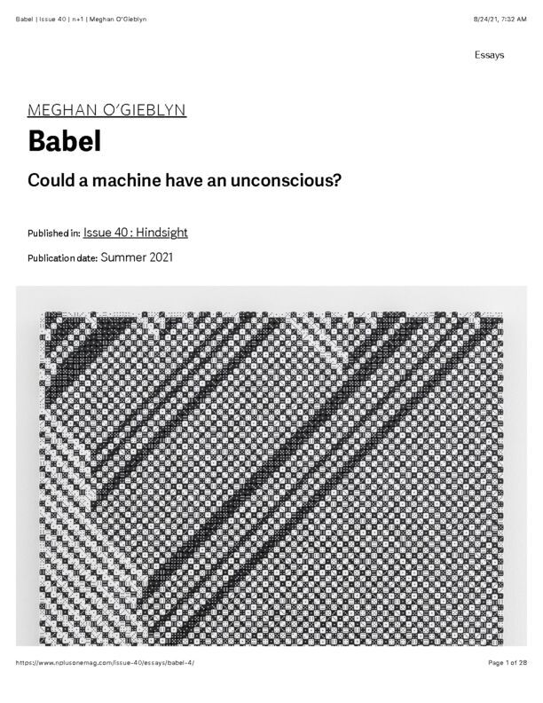 Babel | Issue 40 | n+1 | Meghan O’Gieblyn