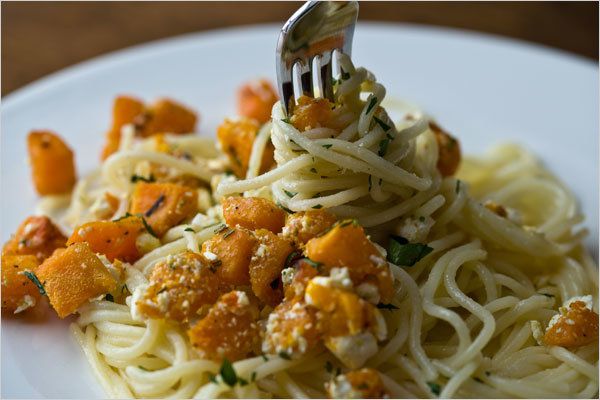 Pasta with Roasted Winter Squash and Ricotta Salata