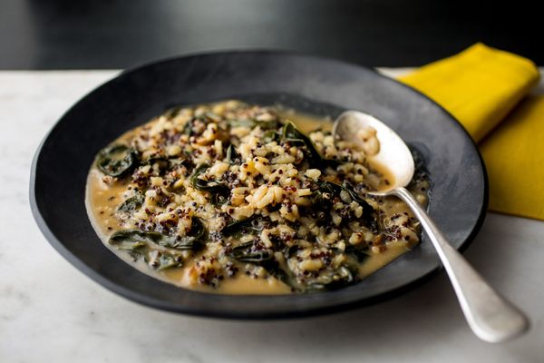 Mixed Grains Risotto with Kale, Walnuts and Black Quinoa
