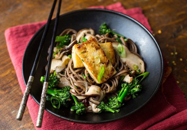 Soba Noodles with Shiitakes, Broccoli and Tofu