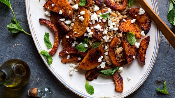 Farro with Roasted Squash, Feta and Mint