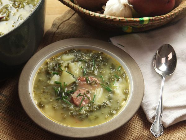 Caldo Verde (Portuguese Potato and Kale Soup With Sausage)