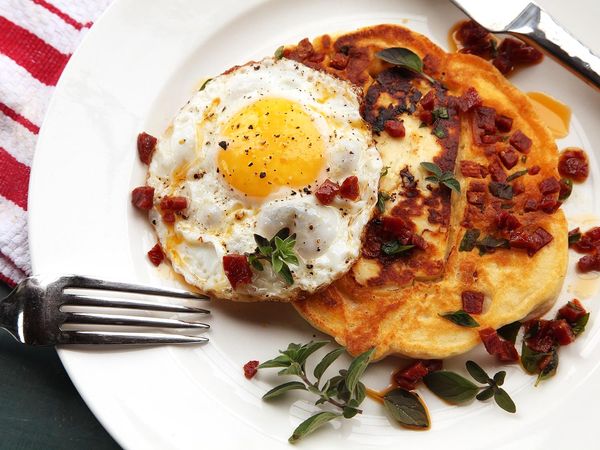 Savory Halloumi and Chorizo Pancakes