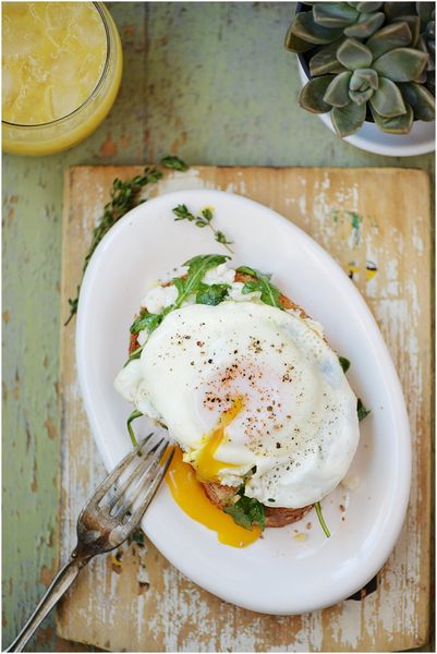 Open Face Breakfast Sandwich with Ricotta Spread
