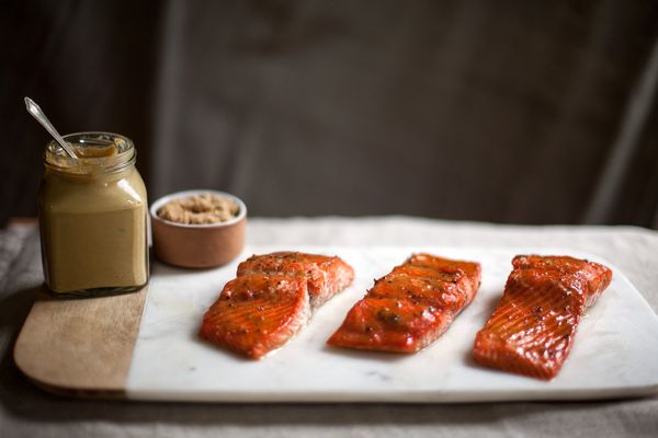 Roasted Salmon Glazed With Brown Sugar and Mustard