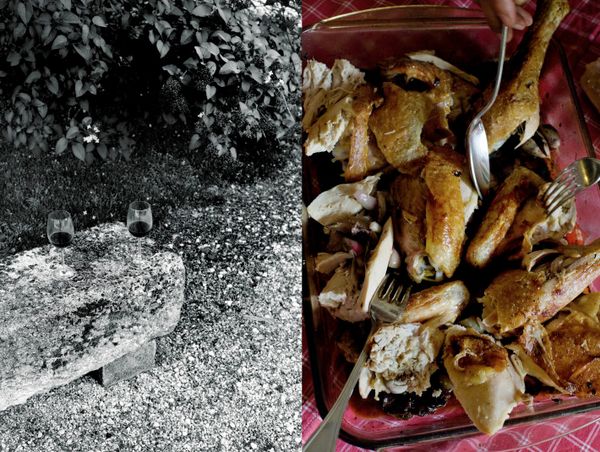 Roast Chicken with Shallots, Garlic and Onions with Cognac