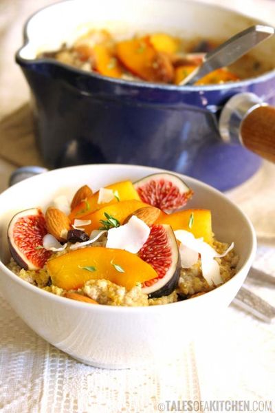 Quinoa and chia porridge with stone fruits