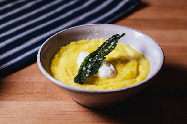 Butternut Squash Polenta with Ricotta and Fried Sage