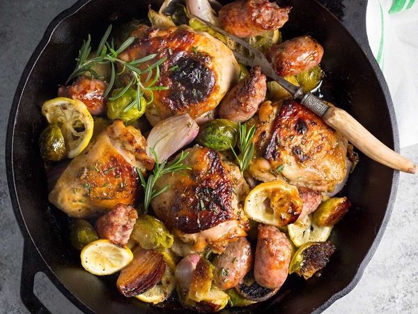One-Pan Chicken, Sausage, and Brussels Sprouts
