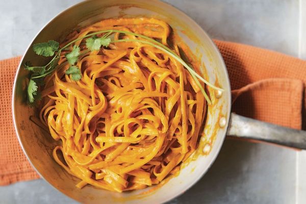 Fettuccine with Butternut Squash and Red Poblano Crema