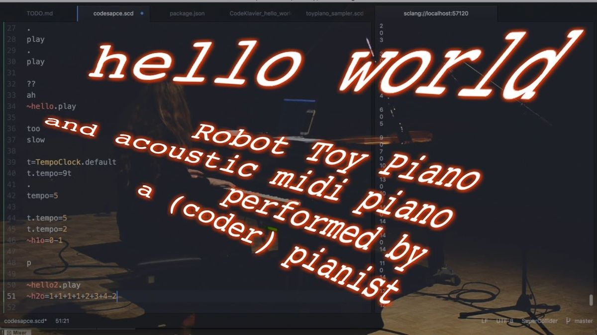 CodeKlavier - hello world (Anne Veinberg playing piano and coding at the same time!)