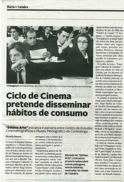 Ciclo de cinema pretende disseminar hábitos de consumo | Diário de Coimbra 17.Mai.2016