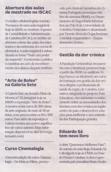 Curso Cinemalogia | Diário de Coimbra 7.Dez.2013