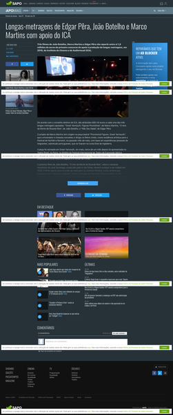 Longas-metragens de Edgar Pêra, João Botelho e Marco Martins com apoio do ICA - Atualidade - SAPO…