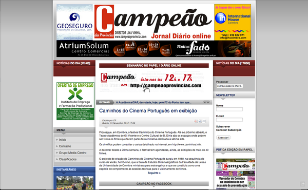 Caminhos do Cinema Português em exibição | Campeão das Províncias