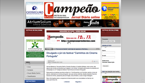 Divulgado o júri do festival "Caminhos do Cinema Português" (screenshot) | Campeão das Provínci…