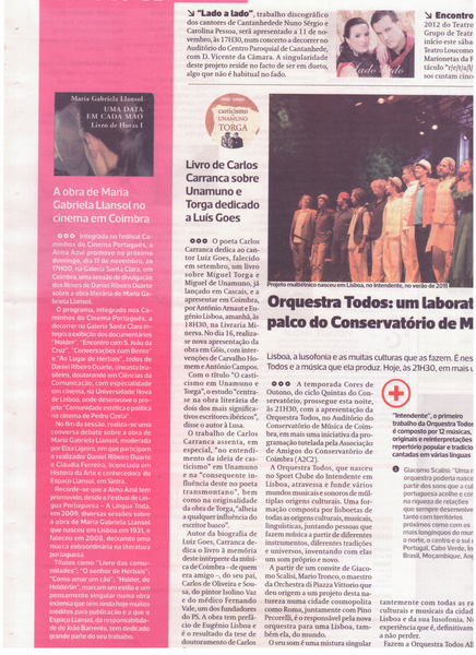 A obra de Maria Gabriela Llansol no cinema em Coimbra | Diário As Beiras 8.Nov