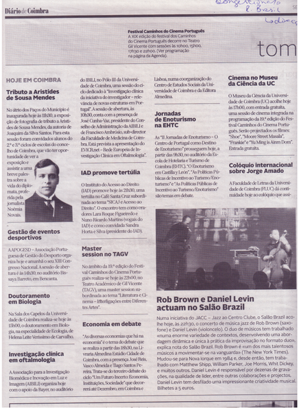 Cinema Mundial+Master Session | Diário de Coimbra 16.Nov