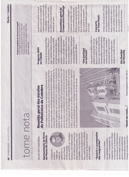 Tome Nota 15.Nov | Diário de Coimbra