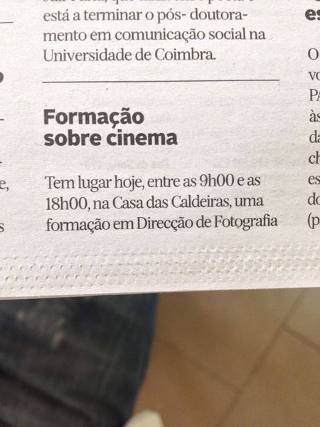 Formação sobre cinema | Diário de Coimbra 15.Mar