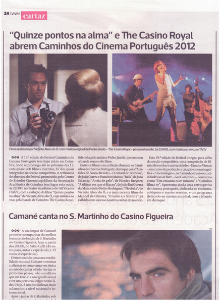 "Quinze pontos na alma" e The Casino Royal abrem Caminhos do Cinema Português 2012 | Diário As Be…
