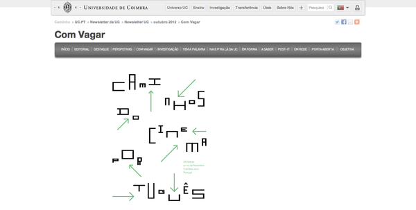 Newsletter 1.Out | Universidade de Coimbra