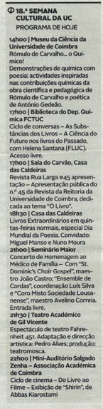 Ciclo 18 - Semana Cultural | Diário de Coimbra 17.Mar.2016
