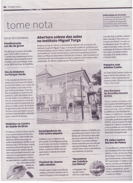 Festival de cinema adia sessões | Diário de Coimbra 14.Nov