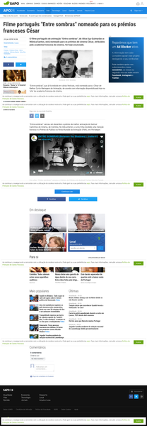 Filme português "Entre sombras" nomeado para os prémios franceses César - Vida - SAPO 24