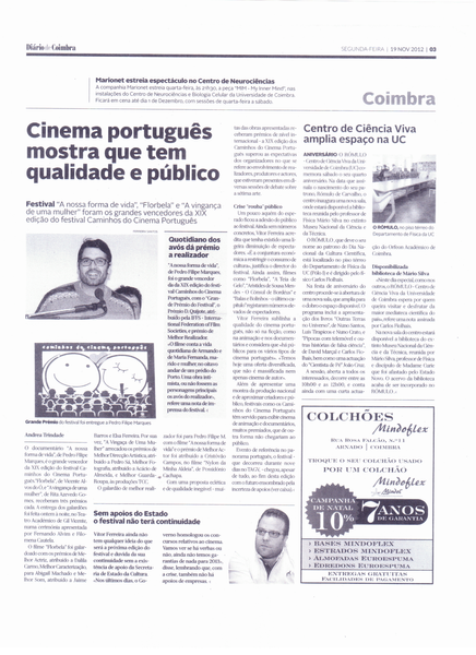 Cinema português mostra que tem qualidade e público | Diário de Coimbra 19.Nov