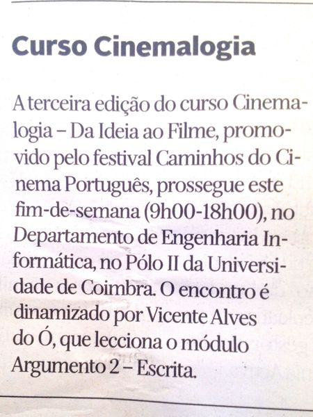 Curso Cinemalogia | Diário de Coimbra 21.Dez.2013