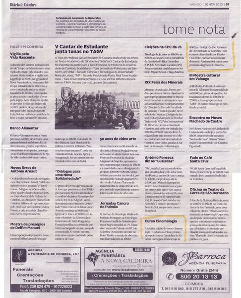 Tome Nota: Curso Cinemalogia | Diário de Coimbra 30.Nov.2013