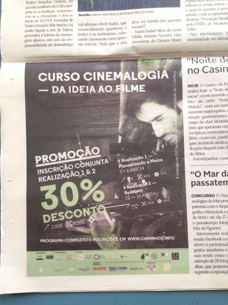 Curso Cinemalogia - Da Ideia ao Filme_2 | Diário de Coimbra 29.Mar