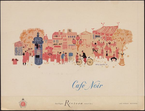 Illustration by Emily Syminton, 1960. Café Noir menu, Riviera Hotel and Casino