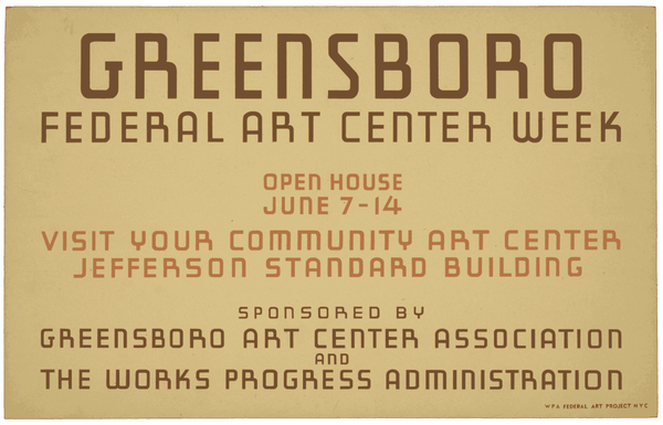 Greensboro Federal Art Center week Open house June 7-14 : Visit your community art center, Jefferso…