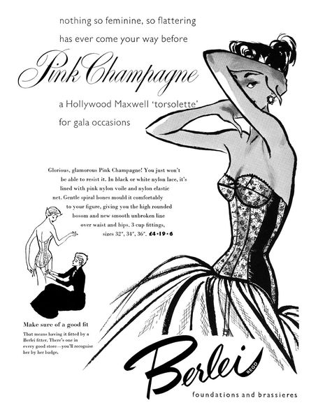 1955 Berlei Pink Champagne ad