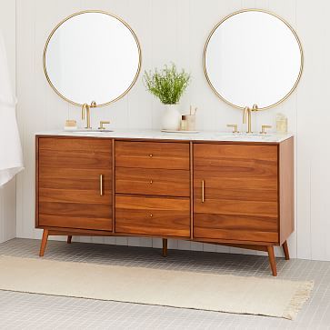 Mid-Century Double Bathroom Vanity (72&quot;) - Acorn