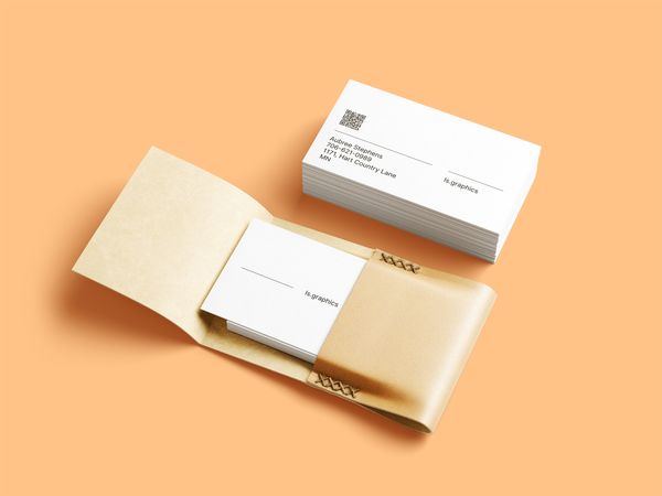 Business Cards & Leather Card Holder PSD Mockup