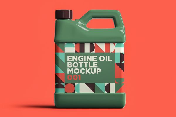 $ Engine Oil Bottle Mockup