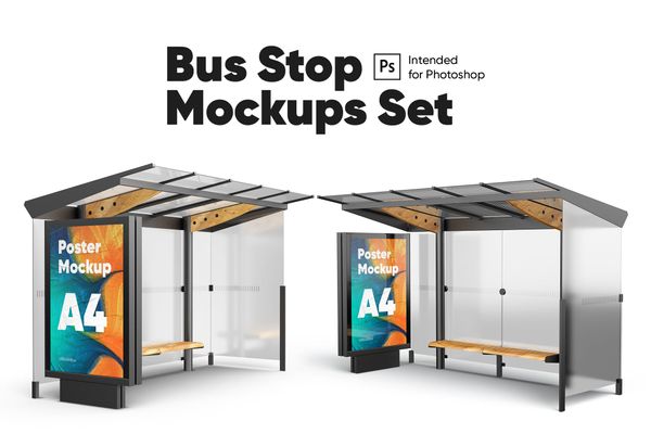 $ Poster (Bus Stop) Mockups Set
