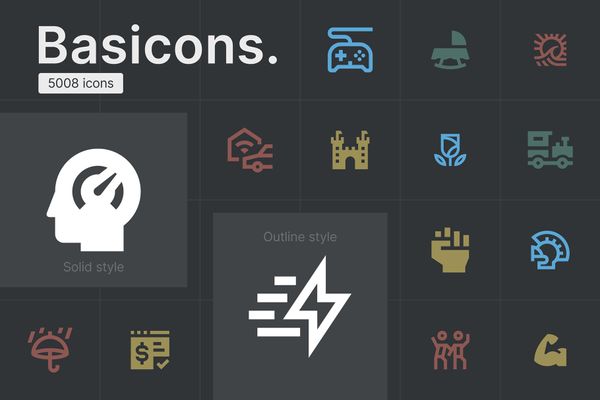 Basicons — 5008 Line and Solid Icons
