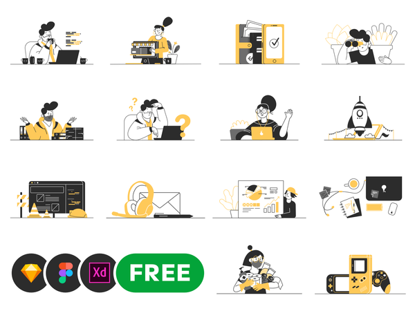 Whoooa! 20 customizable vector illustrations