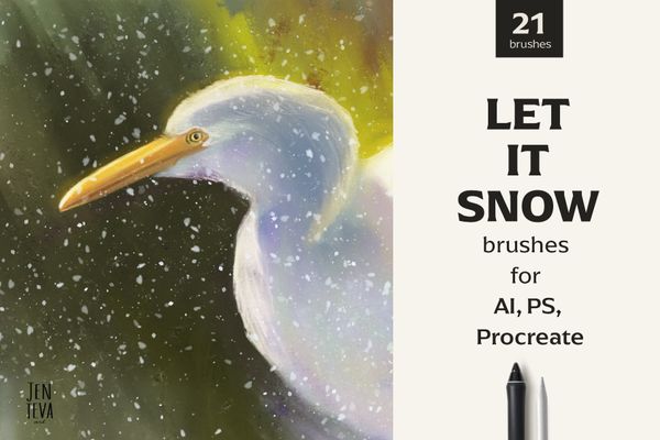 $ Snow brushes for AI, PS & Procreate