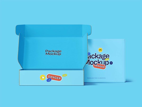 Cardboard Packages PSD Mockup