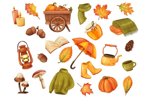 $ Autumn Realistic Stickers Set