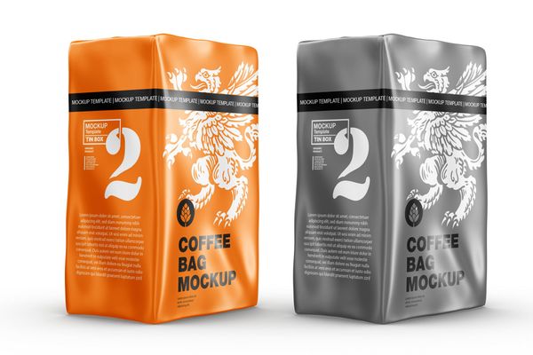 $ Metallic Paper Coffee Bag Mockup