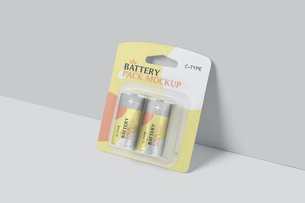 $ C Type Battery Packaging Mockups